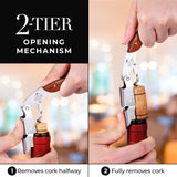 Zulay Kitchen Corkscrew Wine Opener - Premium 420 Stainless Steel & Rosewood Wine Bottle Opener - Double Hinged Opener with Foil Cutter & Cap Remover - Rosewood Zulay Kitchen
