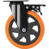 VEVOR Caster Wheels, 6-inch Swivel Plate Casters, Set of 4, with Security A/B Locking No Noise PVC Wheels, Heavy Duty 2800 lbs Load Capacity, Non-Marking Wheels for Cart Furniture Workbench VEVOR