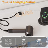 White Dresser for Bedroom with 6 Drawers, LED Dressers & Chests of Drawers with Power Strip, Modern Dressers Wide Storage for Bedroom Closet Whalefall