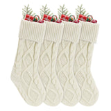 chamvis Christmas Stockings Cable Knitted Xmas Stockings, 4 Pack 18 Inches Fireplace Hanging White Christmas Stockings for Family Xmas Holiday, Christmas Tree, Fireplace Decorations chamvis