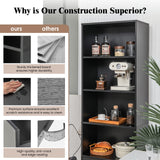 CHEFJOY 4-Tiers Bookcase, 74” Tall Book Shelf Craft Storage Cabinet with 2 Slide Drawers & 4 Open Shelves, Modern Wood Craft Book Shelf for Bedroom, Living Room (Black) CHEFJOY