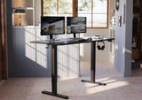 YDN Electric Standing Desk, Adjustable Height Stand up Desk, 55x24 Inches Sit Stand Home Office Desk with Splice Board, Black Top YDN