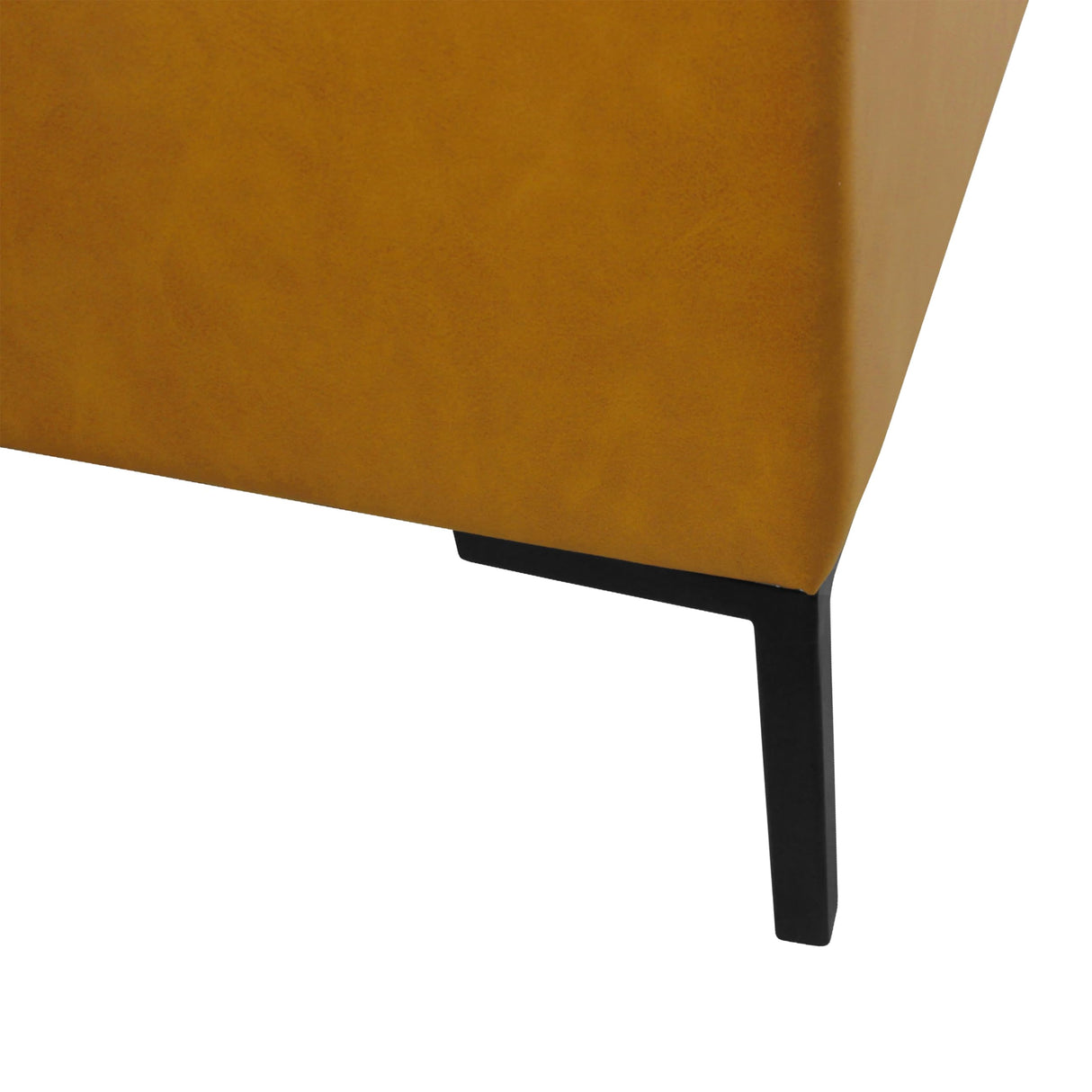 HomePop Upholstered Storage Bench with Metal Leg Home Décor|Bench with Storage for Living Room & Entryway - Faux Leather Brown HomePop