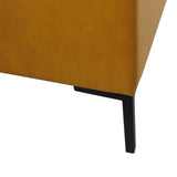 HomePop Upholstered Storage Bench with Metal Leg Home Décor|Bench with Storage for Living Room & Entryway - Faux Leather Brown HomePop