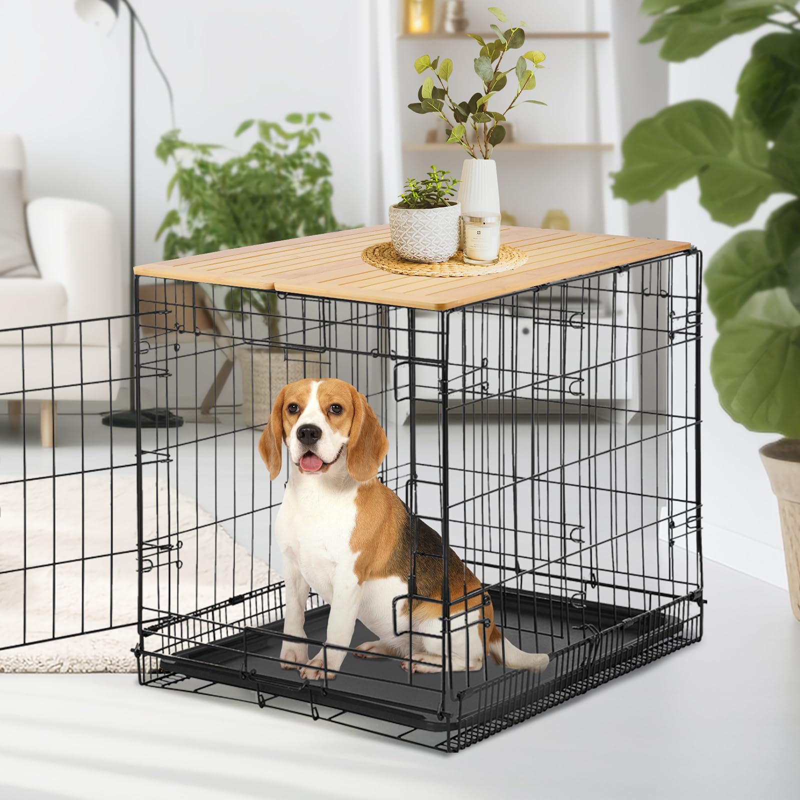 OIEKUN Dog Crate Topper -Dog Crate 24 inch Compatible with 24inx18in Dog Crate,Table Topper Collapsible Dog Kennel Topper for Decorative Dog Crate - WoodArtSupply