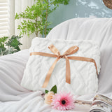 KMUSET White Fleece Blanket for Couch - Super Soft Cozy Luxury Throw Blankets for Women, Beautiful 3D Jacquard Gift Blanket for Girls, 50 x 60 Inches KMUSET