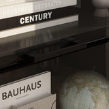 ECACAD 4 Tier Glass Display Cabinet with Light, Storage Curio Cabinet with Flip up Glass Doors, Collectors Showcase Figure Organizers Rack, Bookcase for Living Room/Home Office/Gaming Room,Black ECACAD