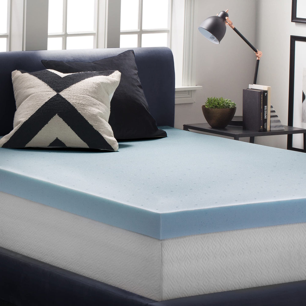 LUCID 4 Inch Gel Memory Foam Mattress Topper-Ventilated Design-Ultra Plush-Queen LUCID