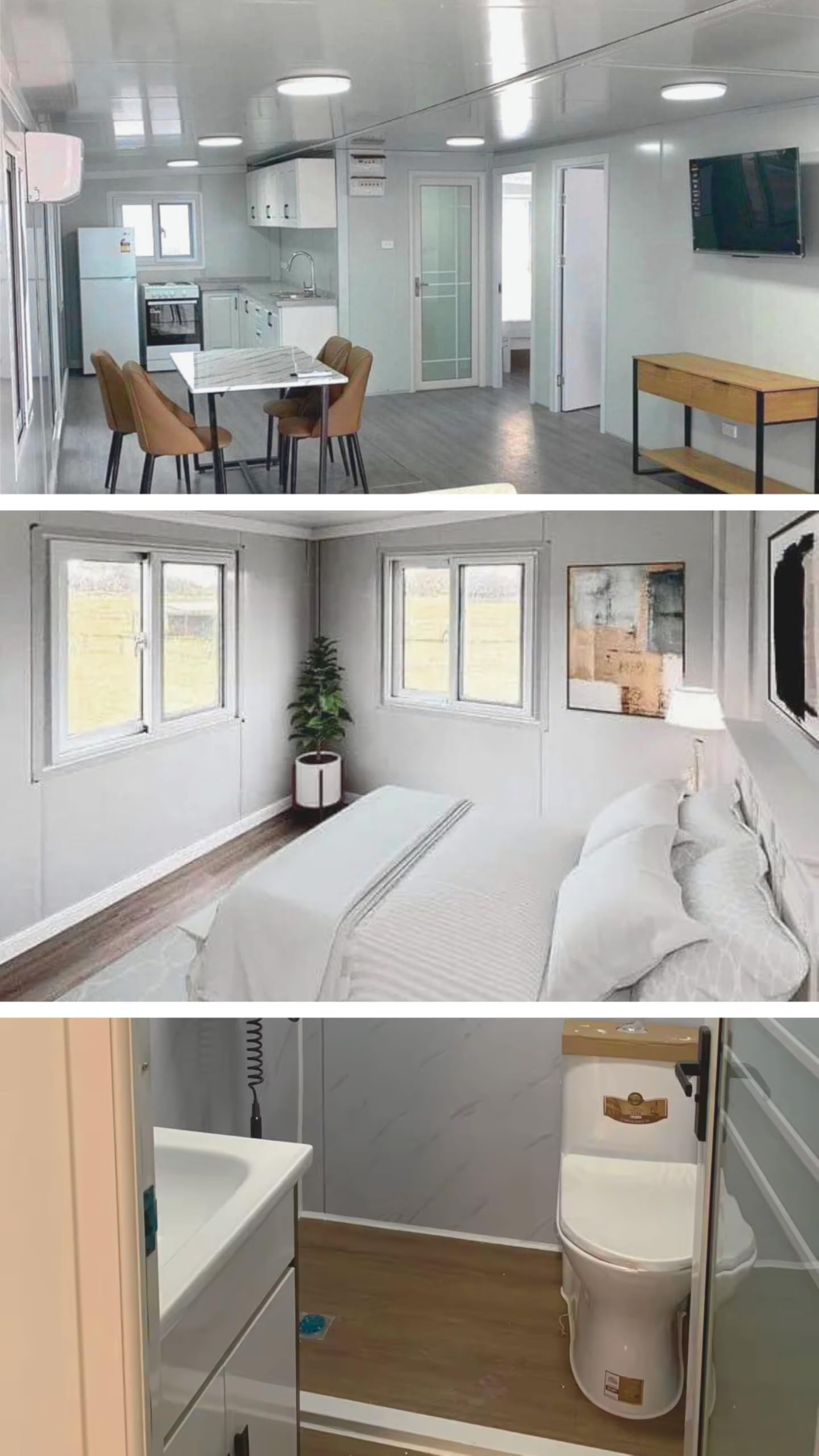 Kozay Tiny Homes 40FT Tiny House to Live with 3 Bedroom,1 Full Equiped Bathroom and Kitchen,Prefabricated Container House for Adults Living,Foldable Mobile Home Shipping Guaranteed - WoodArtSupply