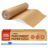Katbite Unbleached Parchment Paper for Baking, 15 in x 210 ft, 260 Sq.Ft, Heavy Duty Baking Paper with Slide Cutter, Non-stick Brown Parchment Paper Roll for Cooking, Air Fryer, Steaming, Baking Bread katbite