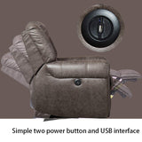 ANJ Electric Power Recliner Set of 2, Breathable Bonded Leather Reclining Chair Classic Home Theater Recliners Seating W/USB Port (Smoky Gray) ANJ