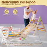 Pikler Triangle Set 7in1 Montessori Climbing Set, Foldable Climbing Toys for Toddlers 1-3 Inside, Wooden Pikler Triangle Climbing Set with Arch&Ramp&Ladder, Pickler-3 Piece Baby Climbing Gym Indoor Takeeyce