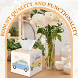 Weysat Unfinished Tissue Box Cover 5. 7 Inch Bamboo Wood Square Tissue Box Holder with Open Bottom with 2 Brushe 1 Paint Tray 12 Paint 2 Diamond Sticker for DIY Bathroom Bedroom Table Office Art Craft Weysat