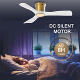 OFANTOP 52 Inch Smart Ceiling Fan with Light and Remote, Indoor 3 Blade White Gold Low Profile Flush Mount Modern Ceiling Fan for Bedroom Living Room OFANTOP