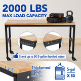 GarveeTech Adjustable Workbench 75' x 25', 2000 Lbs Load Capacity, 29.5"-38.4" Heights Garage Worktable with Universal Wheels & Power Outlet, Heavy-Duty Table for Workshop Office Home Commercial GarveeTech