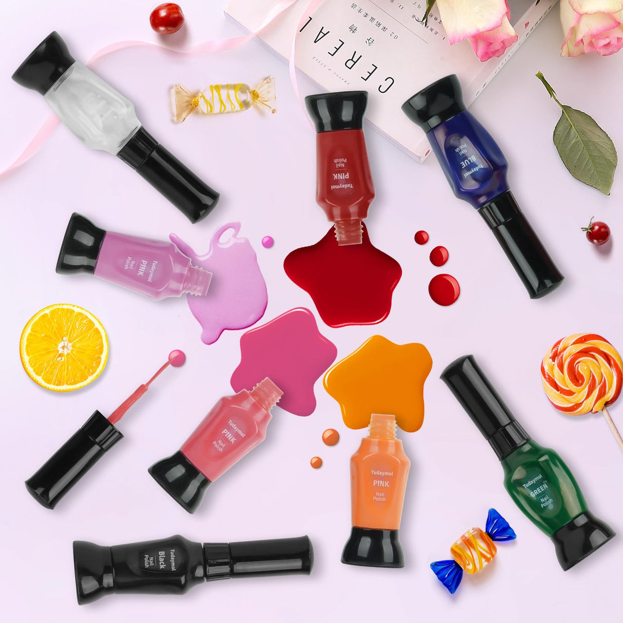 Tudaymol Nail Art Studio for Girls - Nail Polish Kit for Kids Ages 6-12 Years Old,Non-Toxic Peel-Off Safe Quick Dry Nail Polish Gift Kit Set,Cool Girls Toys Stuff - Polish, Pens, Glitter, Stickers Tudaymol