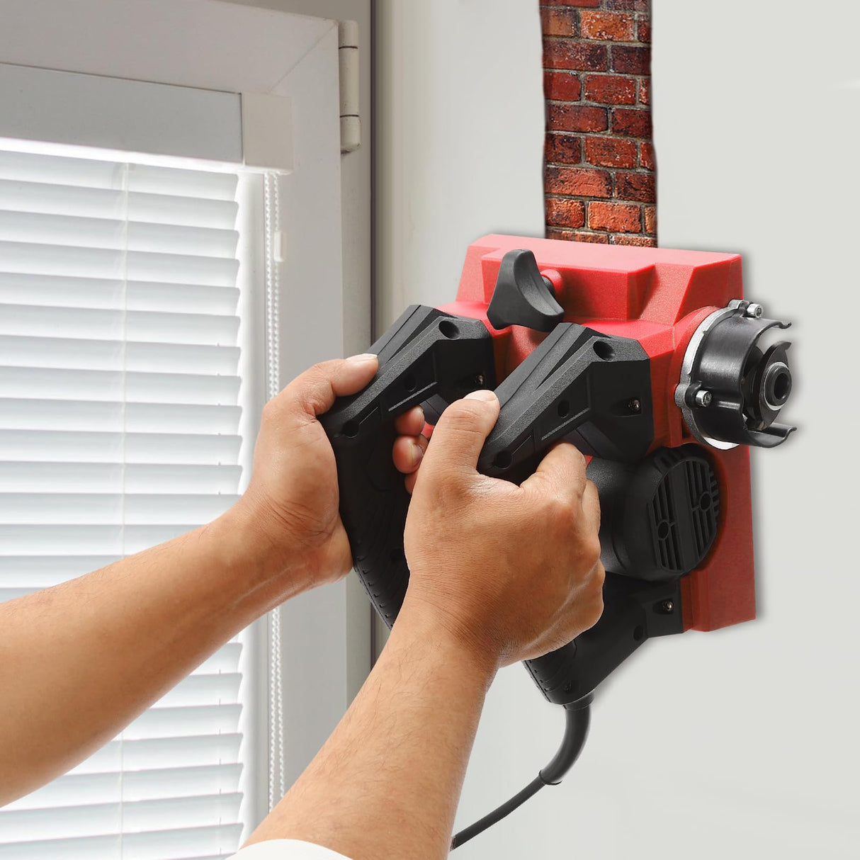 1300W Electric Wall Planer, Handheld Power Hand Planer Portable Roller Planer with Cable, Electric Wall Concrete Tool for Wall Renovation (Red) HuaShuani