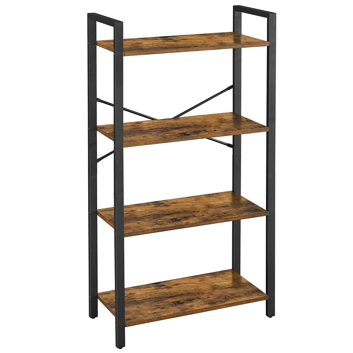 VASAGLE 4-Tier Rustic Brown & Black Bookshelf for Home & Office Storage VASAGLE
