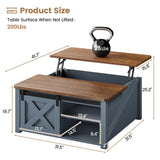SEDETA 31.5" Lift Top Coffee Table with Storage, Square Coffee Tables for Living Room, Farmhouse Coffee Table with Large Hidden Storage Compartment and Adjustable Shelves, Blue SEDETA