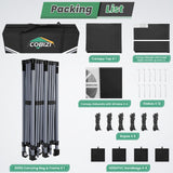 COBIZI 10x20 Pop Up Canopy Tent with 6 Removable Sidewalls, One Push Party Tent Outdoor Waterproof Event Canopy with Air Vent for Parties Commercial Wedding, 3 Height, Carry Bag, Sandbag, Black COBIZI