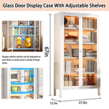 TVMCNA 67" Curio Display Cabinet for Collectibles 5 Tier Metal Storage Cabinet Curio Cabinet with Glass Doors, Tall Display Case Bookshelf with Doors for Living Room, Kitchen, Pantry TVMCNA