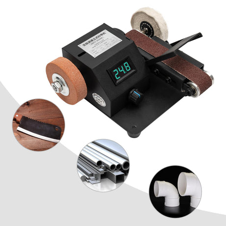 YIYIBYUS Mini Electric Belt Sander Polishing Grinding Knife DIY Sharpener Machine Sharpener w/Belts Adjustable Speed Table Top Grinder Polisher for DIY Wood Sanding Tool Metal Knife Leather YIYIBYUS