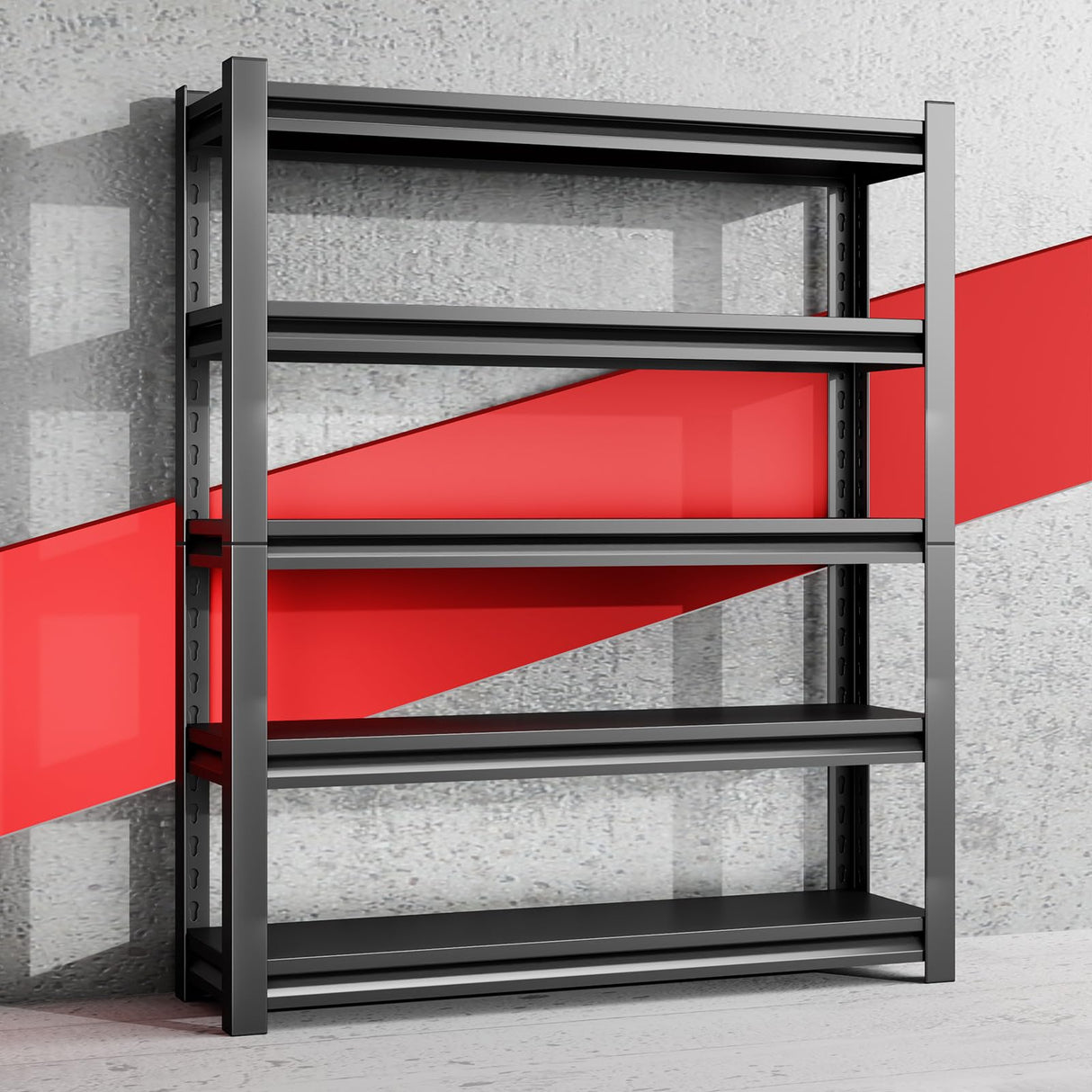 72" H Adjustable Garage Shelving 2500LBS Storage Shelves 5-Tier Heavy Duty Metal Shelves Utility Industrial Shelves Rack for Garage Warehouse Pantry Basement,Black (19.6" D×47.2" W×72" H) Guomao