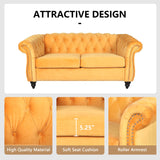 QHITTY Accent Sofa, Chesterfield Loveseat Modern Velvet Couch Upholstered Sofa with Tufted Back for Living Room Furniture (Mango) QHITTY