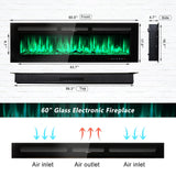 Jolydale Electric Fireplace 60 inch Wall Mounted and Recessed with Remote Control and Touch Panel Control, Timer,12-Level Adjustable Flame Colors and Speed Jolydale