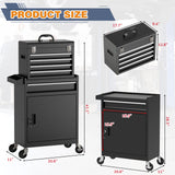 Tool Chest, 5-Drawer Rolling Tool Chest with Detachable Top Tool Box, Tool Box with Wheels, Metal Tool Cart for Garage Warehouse Workshop (Black) Xalvora