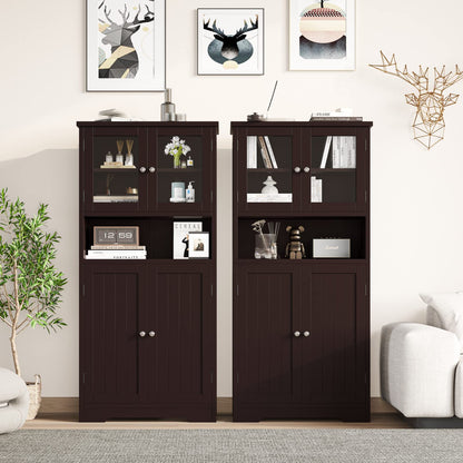 Irontar Bathroom Cabinet, Bathroom Floor Cabinet with Open Shelf, Display Storage with Doors, Kitchen Cupboard, Storage Cabinet for Living Room, 23.6 x 11.8 x 50.4 Inches, Brown CWG006Z