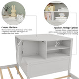 Merax L-Shaped Combination Twin Bed Frame with Trundle,Drawer,Built-in Desk,3-in-1 Design for Bedroom Merax