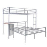 Harper & Bright Designs Twin Over Full Metal Bunk Bed with Desk, L Shaped Bunk Bed with Ladder and Quality Slats for Bedroom- Silver Harper & Bright Designs