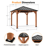 Modern Shade Tranquil Grove Wood Gazebo 10' x 10', Permanent Grill Gazebo with Galvanized Steel Hardtop Roof, Cedar Framed Wooden Pavilion for Garden, Backyard Modern Shade Outdoor Living Spaces