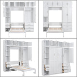 Merax Twin Size Murphy Bed Cabinet with Lockers and Storage Wardrobes Shelves, Wood Foldable Hidden Wall Platform Bedframe Chest for Home, Bedroom, Office, Small Room, Apartment Merax