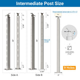 Deck Man 2 Pack Cable Railing Post Stainless Steel Adjustable Angle Intermediate Post for 1/8" Deck Cable Railing，Silvery Deck Man