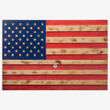 GUTE Tactical Rustic Hidden American Flag Gun Storage with Trap Door, Wall Storage | 35" x 22.5" | Firearm, Magazine and Knives Storage Easy Installation | Secure & Safe Compartment | RFID Wall Rack GUTE