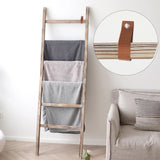 FUIN 6.4ft Extra Wide Wooden Blanket Ladder Living Room Decorative Wal Leaning Farmhouse Quilt Display Holder Rustic Wood Towel Rack for Bathroom, Burnt Brown, 24 inch Wide FUIN