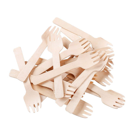 Gmark 4" Mini Wooden Spork 100 ct, Biodegradable Compostable Birchwood Fork Spoon 2-in-1 Utensil (100pcs/bag) GM1058A Gmark