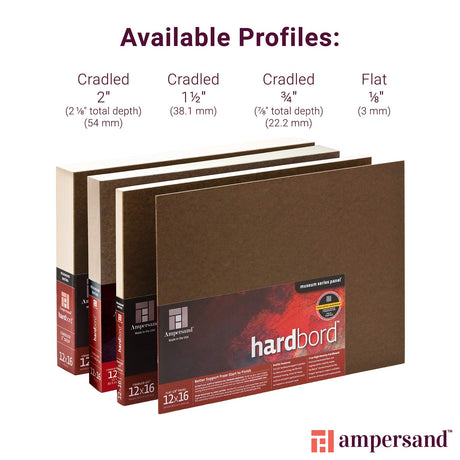 Ampersand Art Supply Hardboard Wood Painting Panel: Museum Series Hardbord, 12" x 16", 1/8 Inch Flat Profile Ampersand Art Supply