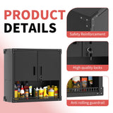 OPTYMIRA Garage Wall Cabinet Metal Storage Cabinet with Lock Wall Mounted Heavy Duty Steel Tool Cabinet with Doors and Shelf Hanging Cabinet for Garage Warehouse Bathroom Kitchen,Assembly Required OPTYMIRA