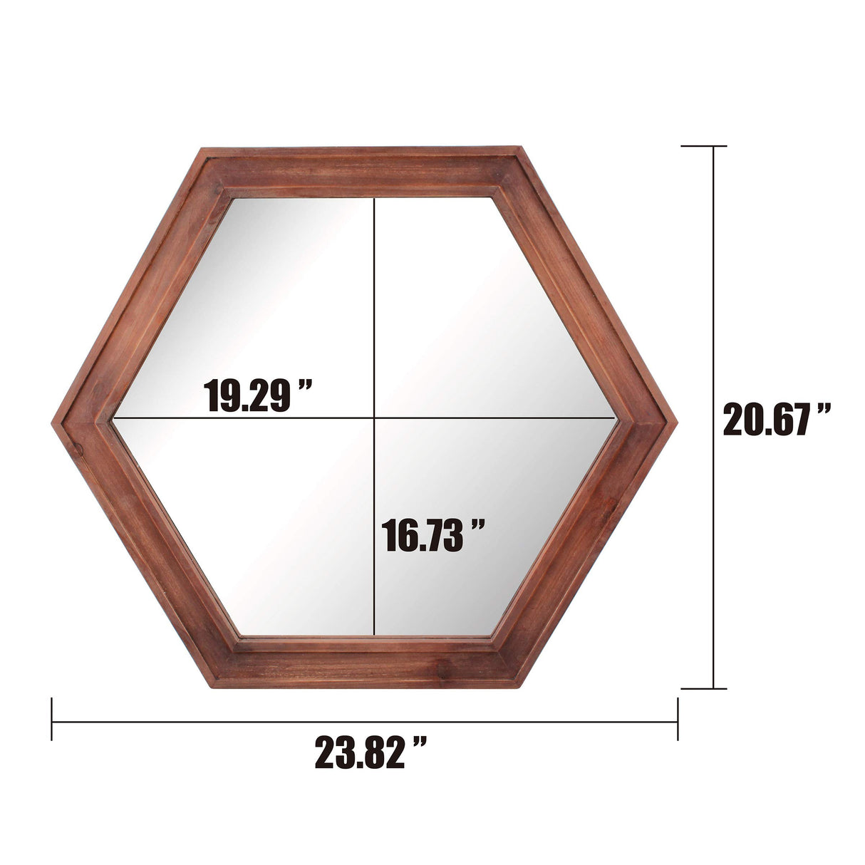 Stonebriar Decorative 24" Hexagon Wall Mirror with Redwood Frame and Attached Hanging Bracket, Decorative Country Rustic Decor for The Living Room, Bedroom, Bathroom, Hallway, and Entryway Stonebriar