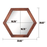 Stonebriar Decorative 24" Hexagon Wall Mirror with Redwood Frame and Attached Hanging Bracket, Decorative Country Rustic Decor for The Living Room, Bedroom, Bathroom, Hallway, and Entryway Stonebriar