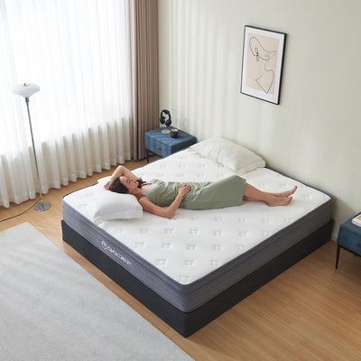 Gojef Queen Mattress, 10 Inch Queen Size Hybrid Mattress in a Box with Independent Spring, Soft and Comfortable, Pressure Relief, CertiPUR-US Certified