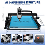 CNCTOPBAOS 3 Axis 4540 500W CNC Router Engraving Machine with Aluminum Table/GRBL Touchscreen Offline Controller/Limit Switch/E-stop,Carving Milling Cutting Metal Wood Stainless Steel Acrylic PCB PVC CNCTOPBAOS