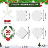 Sublimation Ornament Blank, 20Pcs Sublimation Double Sided Blanks 2.95 Inch Christmas Ornament Blank, Personalized DIY Sublimation Pendants Blanks (Combination) Deekypol