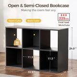 COMHOMA 6 Wood Cube Storage Organizer with Open Back and Removable Back Panels, 11In Black Cube Storage Bookshelf, Cubicle Shelf Bookcase for Home Office Bedroom Living Room, Vertical or Horizontal COMHOMA