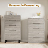 GarveeHome 5 Dresser for Bedroom, 51" Tall Dresser, Freestanding Vertical Drawer Dresser with Storage, Wooden Closet Dresser Storage Dresser Chest for Living Room, Hallway, Entryway, Ash Grey GarveeHome