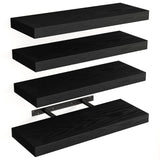 Fixwal Floating Shelves for Wall, Wall Mounted Rustic Wood Shelves for Bathroom, Living Room, Bedroom and Kitchen, Wall Shelves for Storage,Books,Room Decor (Black, Set of 4, 15.8 Inch) Fixwal