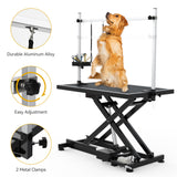 DWVO 50'' Electric Dog Grooming Table Heavy Duty Adjustable Pet Grooming Table Grooming Arm Anti-Slip Top Tool Organizer Professional Dog Grooming Station (Black, 50inch) DWVO